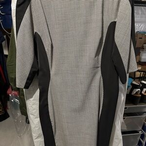 Lela Rose Monochrome Checkered Design Wool Dress